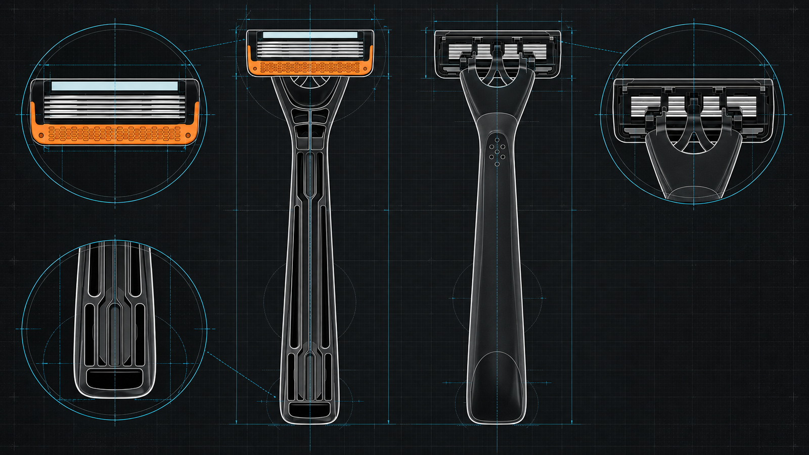 Diseño técnico de la rasuradora KORVAN EDGE 5